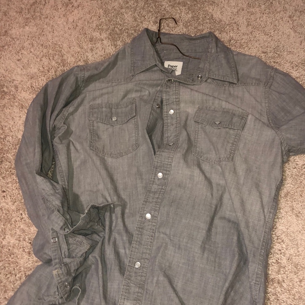 Grey Denim Button Down